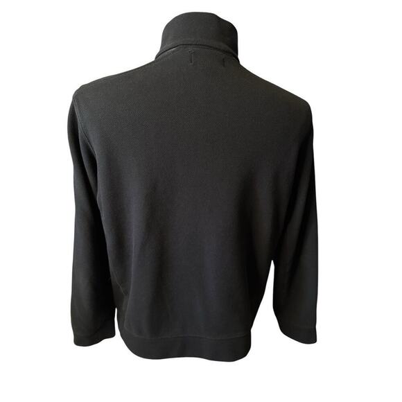 Ralph Lauren Quarter Zip Leather Shoulders Black Size Large Exaggerated Pony - Picture 6 of 8